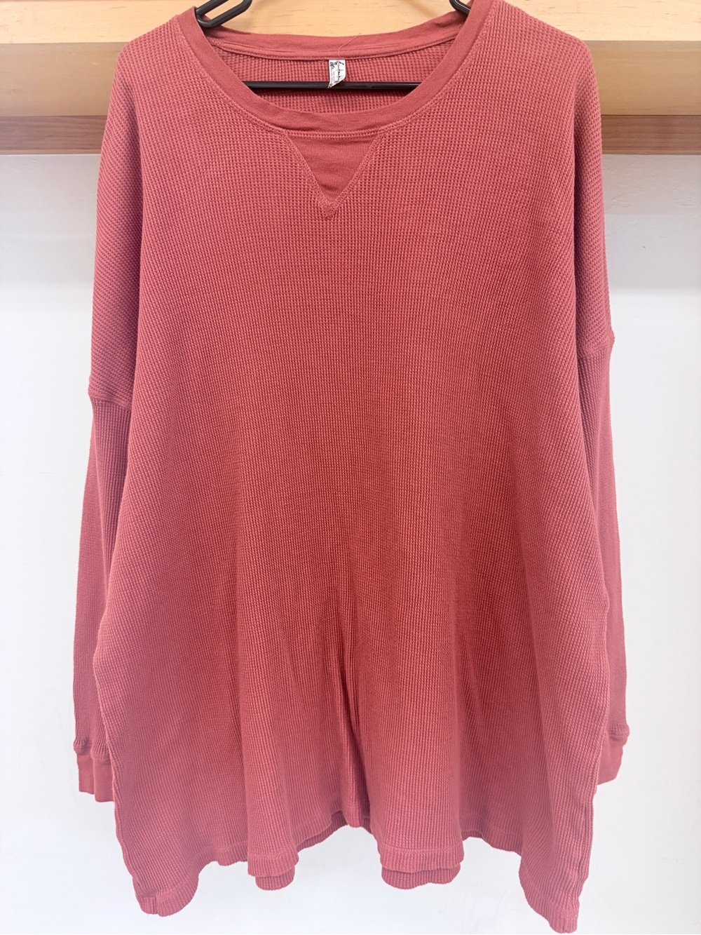 Relaxed Waffle-Knit Pullover Sweatshirt - Dusty Rose